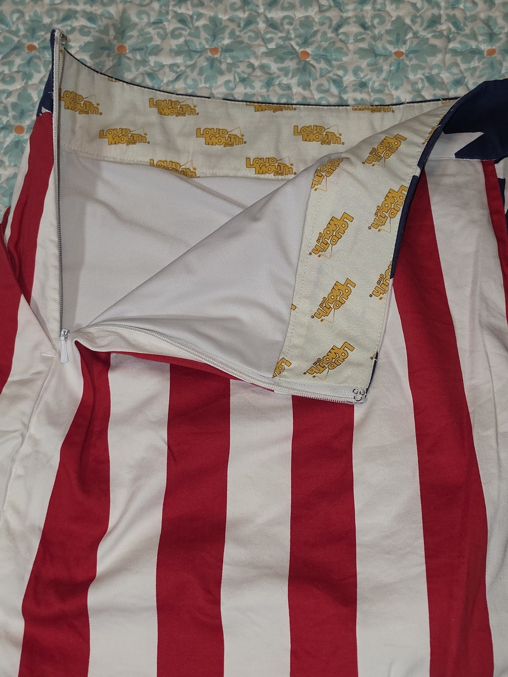 Loudmouth Ladies Skort - Navy, Red & White Star-Stripe Print - Picture 4 of 5